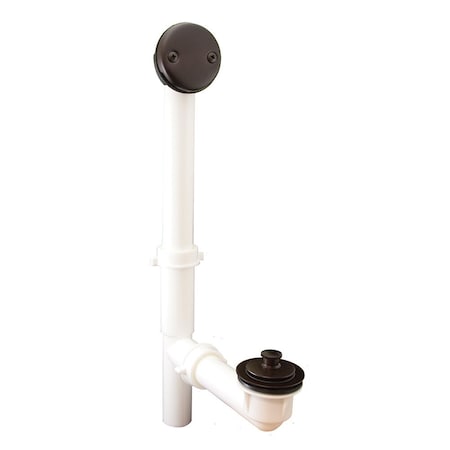 Jones Stephens Oil Rubbed Bronze Two-Hole Friction Lift Bath Waste Kit, Tubular Full Kit, White Plastic P3751RB